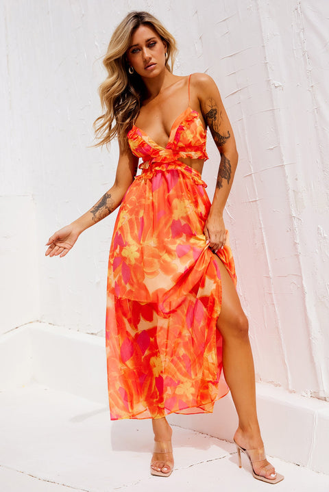 Early Sunset Maxi Dress - Tangerine