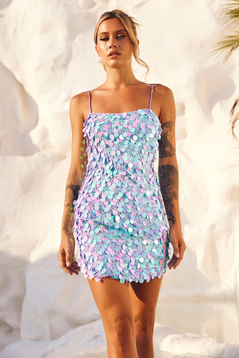 Sparks Fly Mini Dress - Aqua