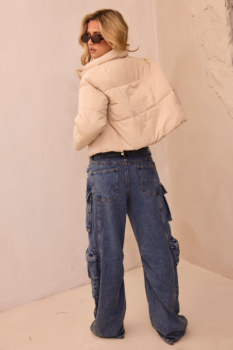 In A Bubble Puffer Jacket - Beige