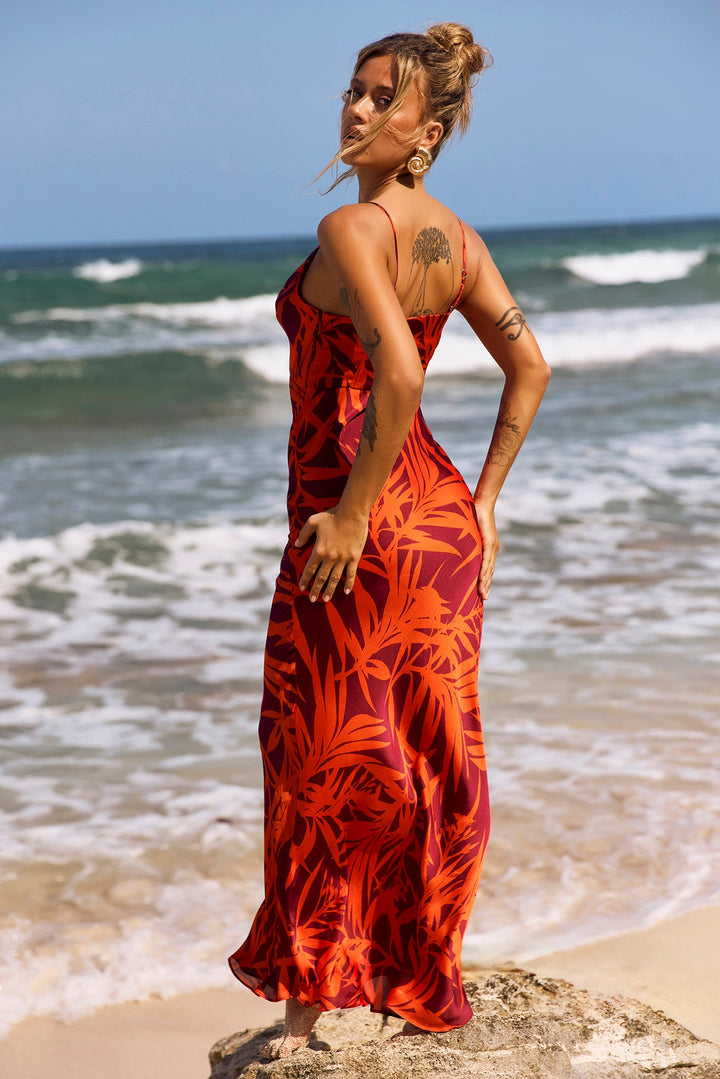 May In A Mood Maxi Dress - Red Multi