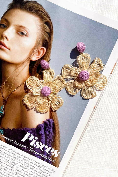 Susie Earrings - Beige Purple