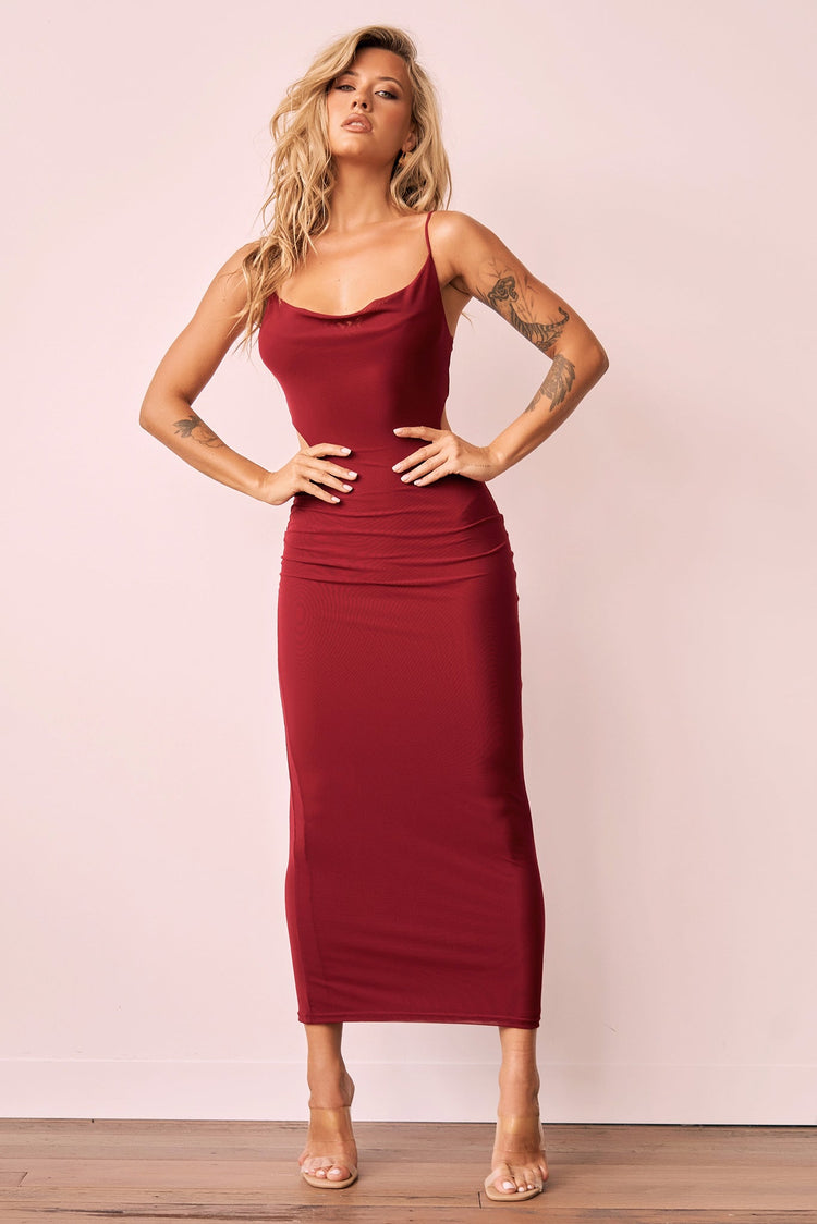 Ethereal Midi Dress - Wine