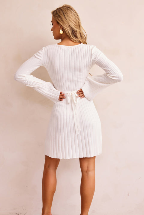 The Best Cozy Knit Mini Dress - White