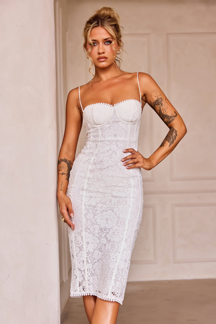 Go Lucky Midi Dress - White