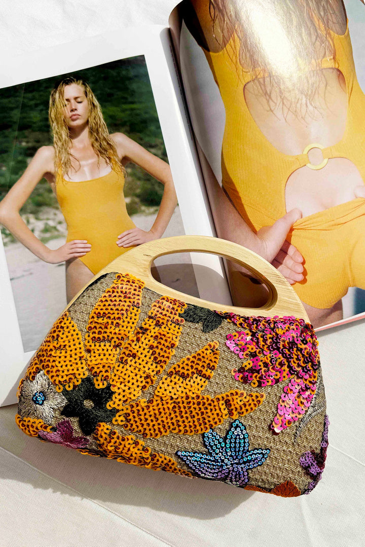 Vintage Summer Clutch Bag - Orange Multi