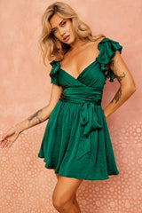 Fairytale Ending Mini Dress - Forest Green