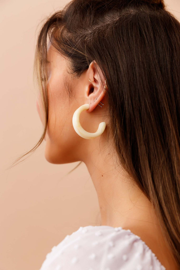 Half Moon Ear Hoops - Beige