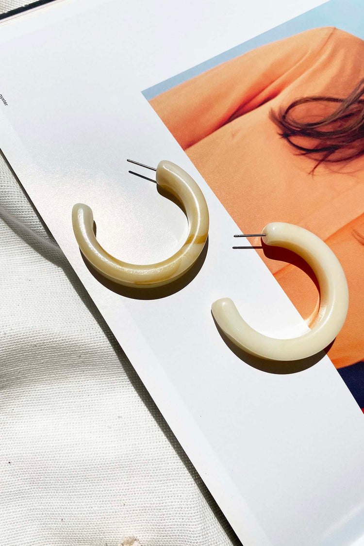 Half Moon Ear Hoops - Beige