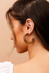 Half Moon Ear Hoops - Brown