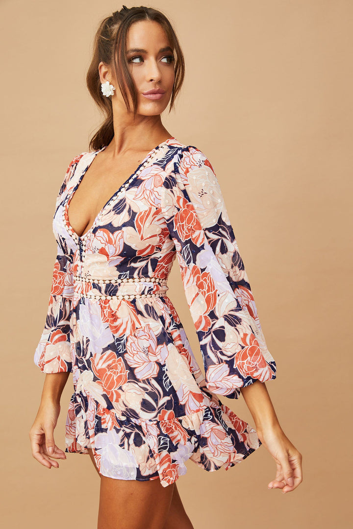 Blooming Mini Dress - Navy