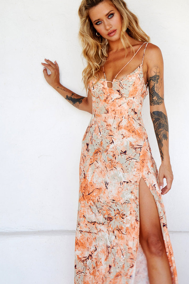 Wishbone Maxi Dress // Orange | Sage and Paige.