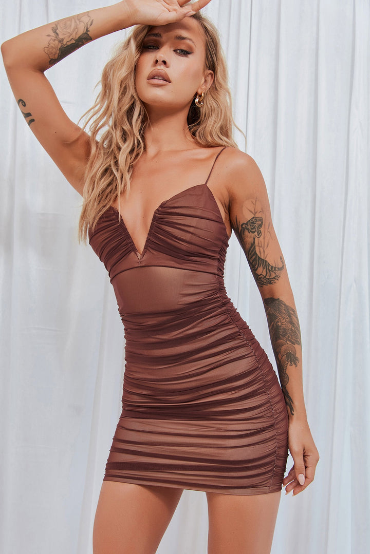 Call Up Mini Dress - Chocolate