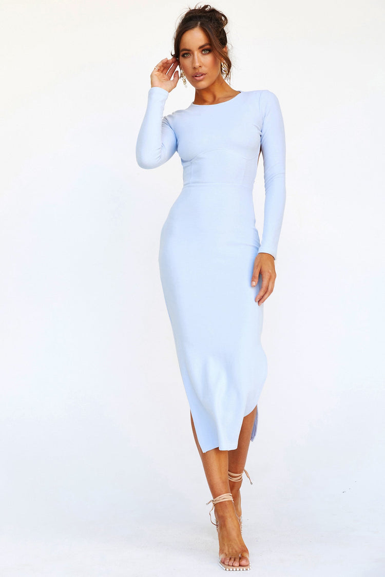 Blessed Midi Dress // Steel Blue | Sage and Paige.