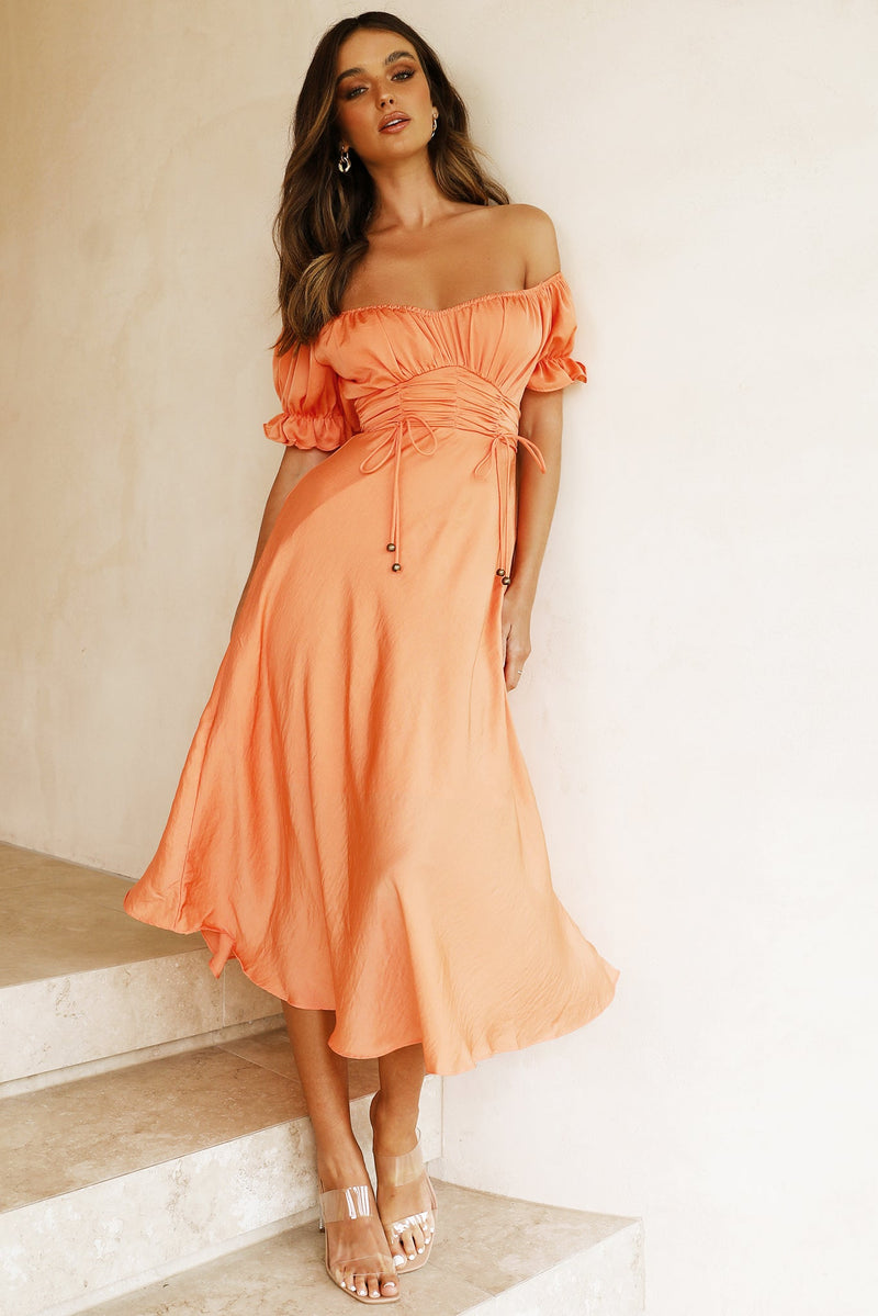 Danni Midi Dress // Peach | Sage and Paige.