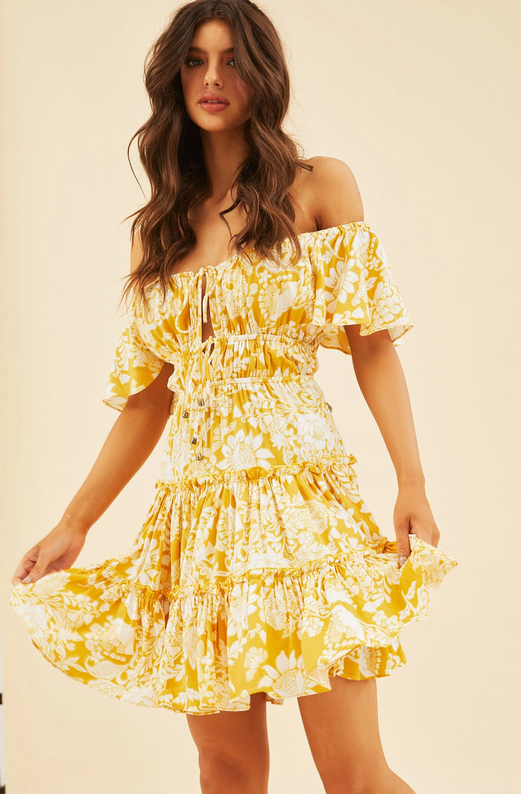 On Mine Mind Mini Dress - Yellow