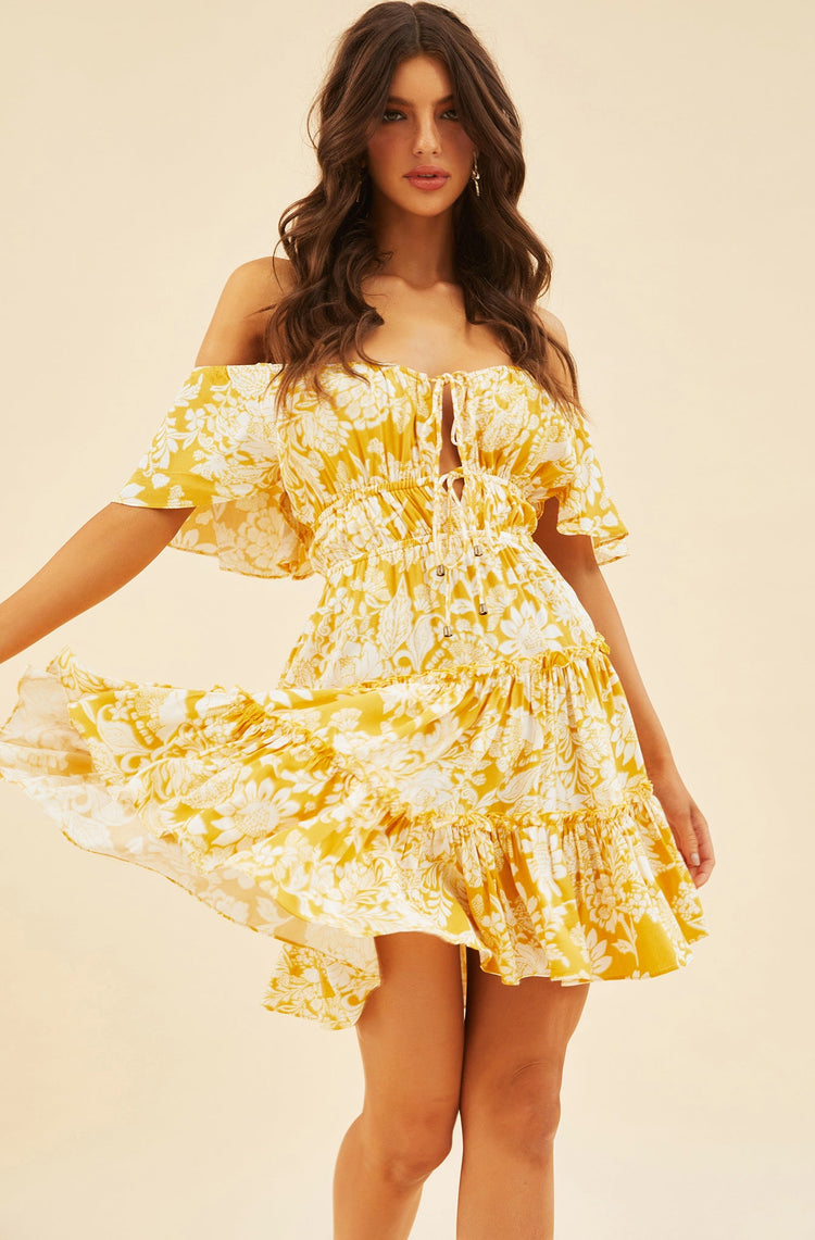 On Mine Mind Mini Dress - Yellow