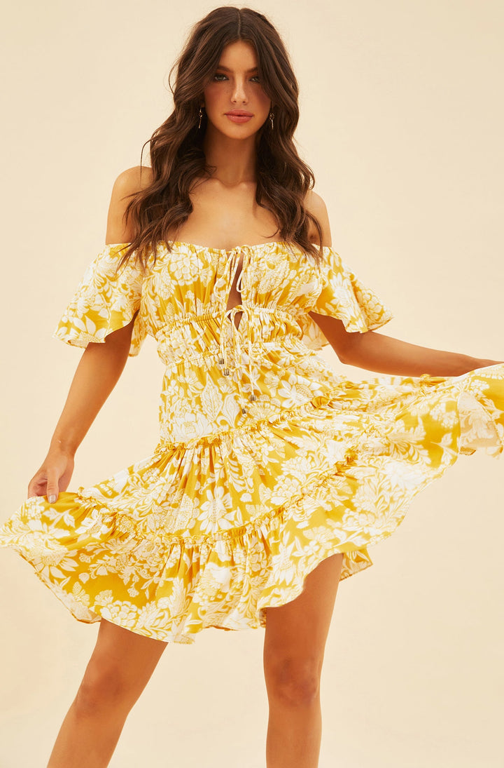 On Mine Mind Mini Dress - Yellow