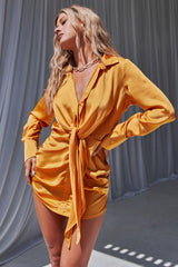 Evelyn Satin Dress - Sunset