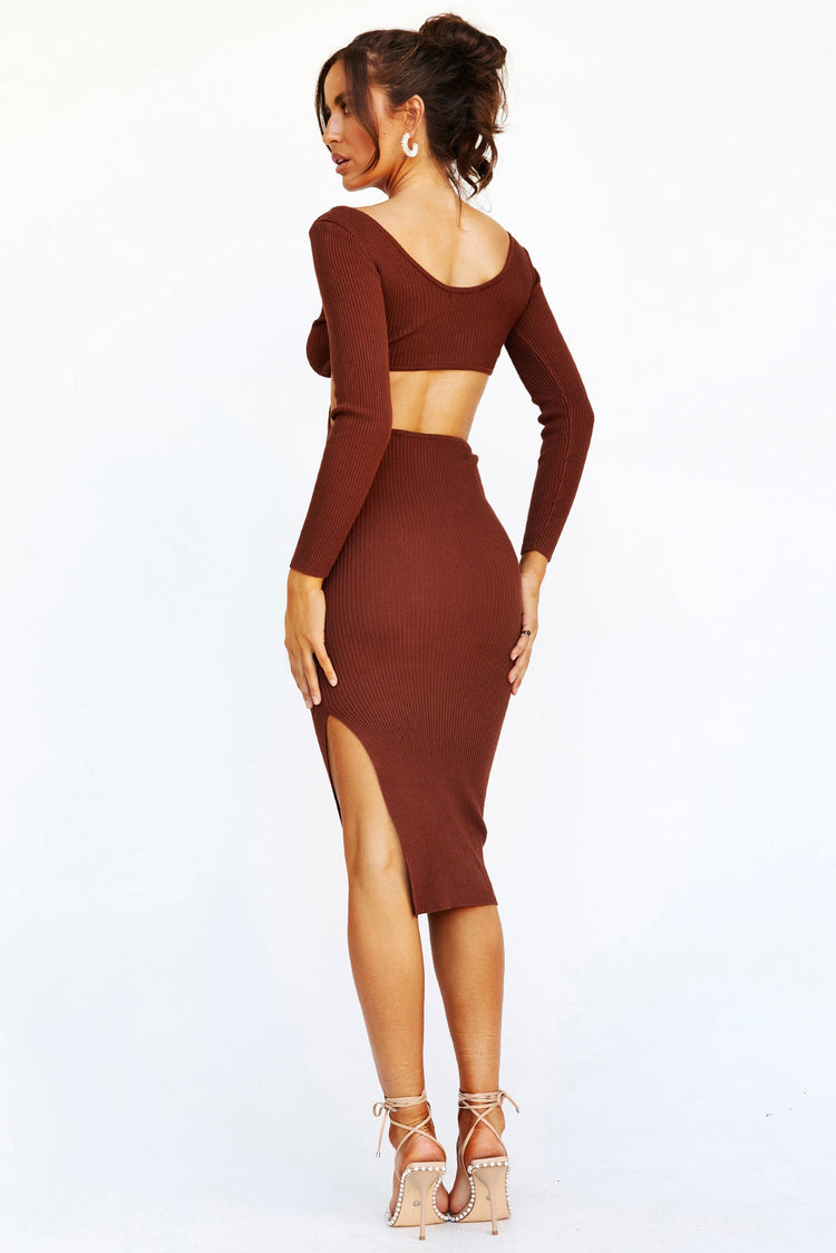 Going Places Midi Dress - Chocolate