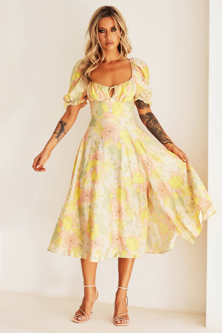 Spellbound Midi Dress - Yellow