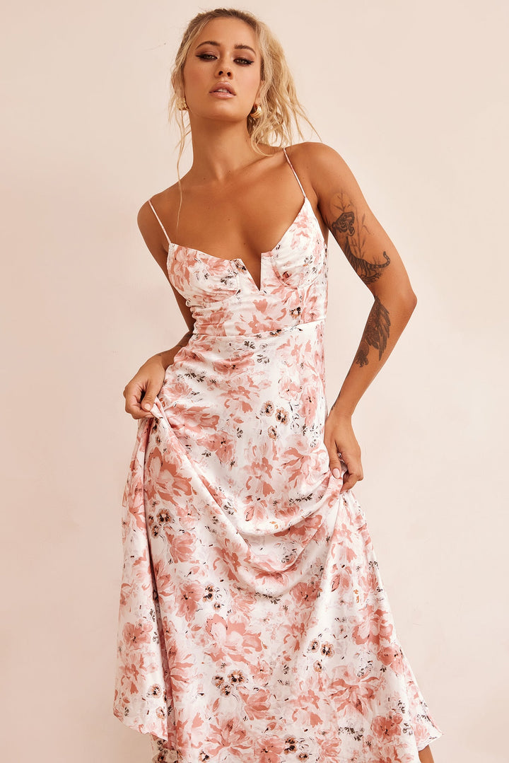 Vintage Summer Midi Dress - Rose