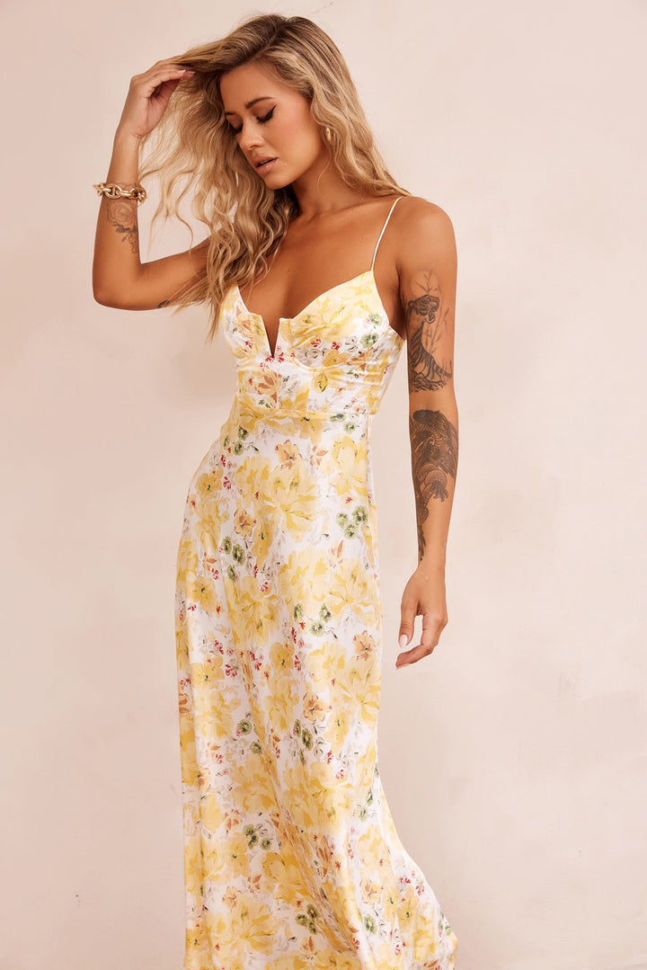 Vintage Summer Midi Dress - Yellow