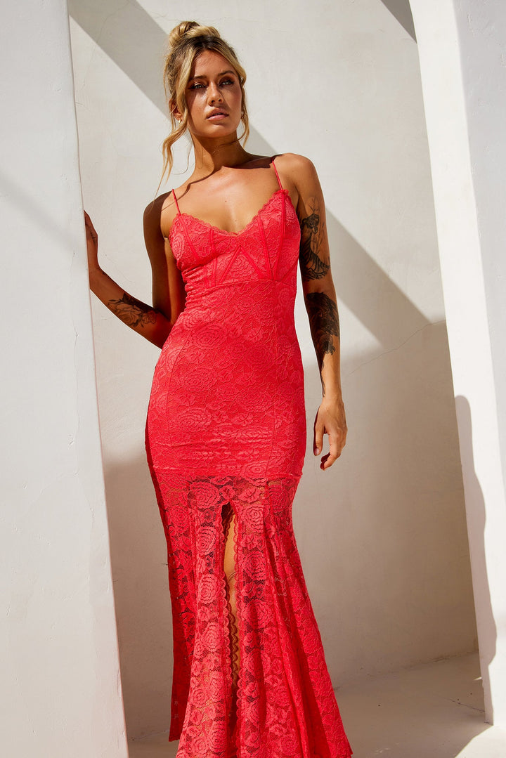 City of Angels Lace Maxi Dress - Red