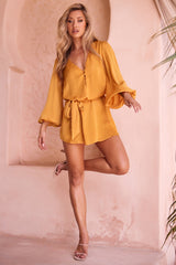 Flossy Mini Dress - Mustard