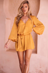 Flossy Mini Dress - Mustard