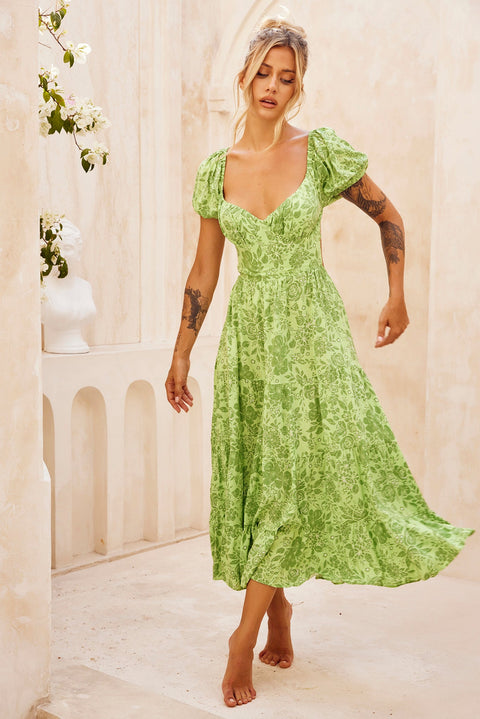 Crushing Midi Dress - Green