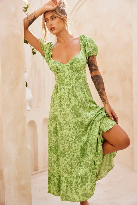 Crushing Midi Dress - Green