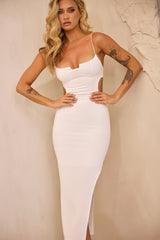 Stacked Up Midi Dress - White