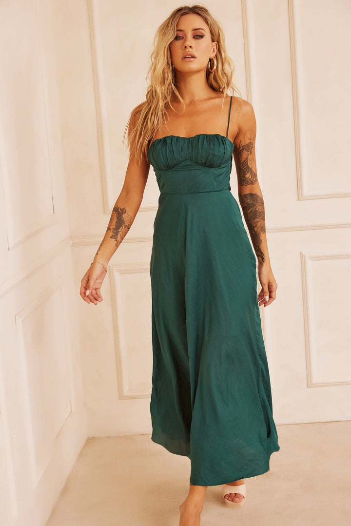 Affectionate Love Midi Dress - Forest Green