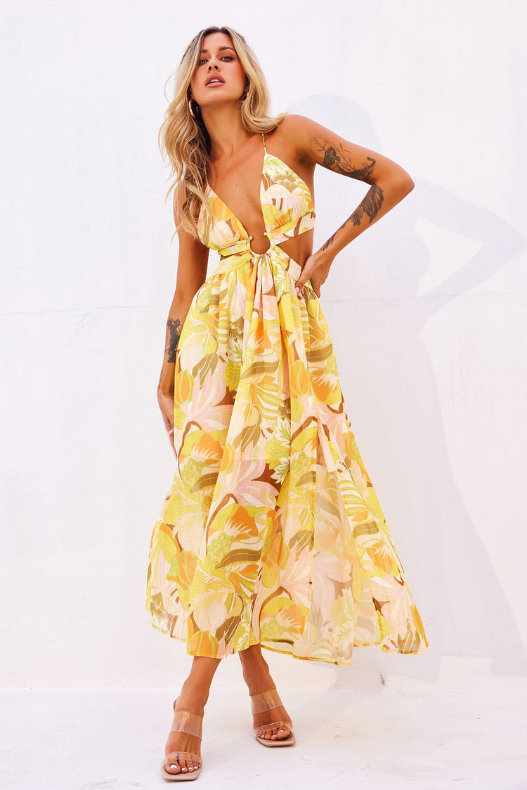 Rays Maxi Dress - Yellow Print