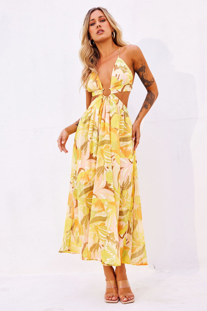 Rays Maxi Dress - Yellow Print