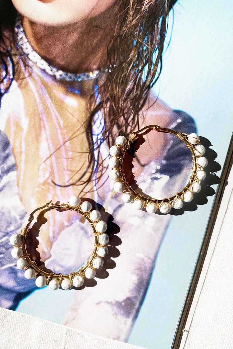 Tuscany Sun Ear Hoops - White