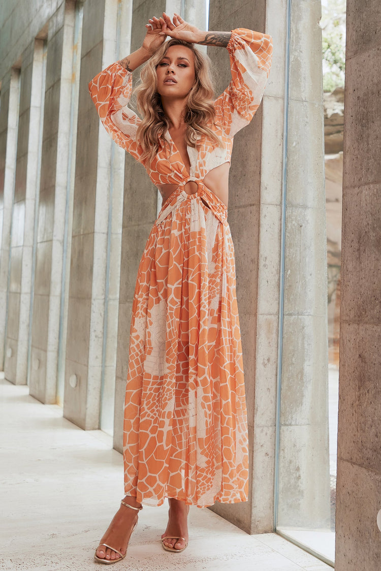 Here & There Maxi Dress - Orange