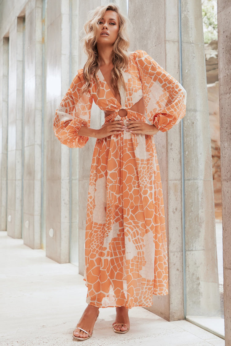 Here & There Maxi Dress - Orange