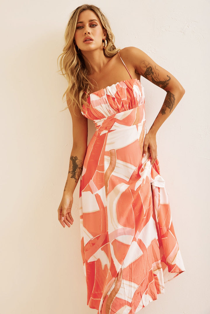 Pay Off Midi Dress - Coral