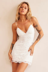 Lucia Lace Mini Dress - White