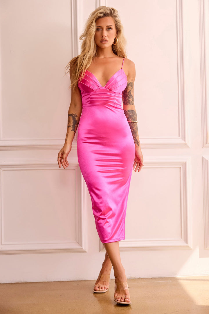 Viola Midi Dress - Hot Pink