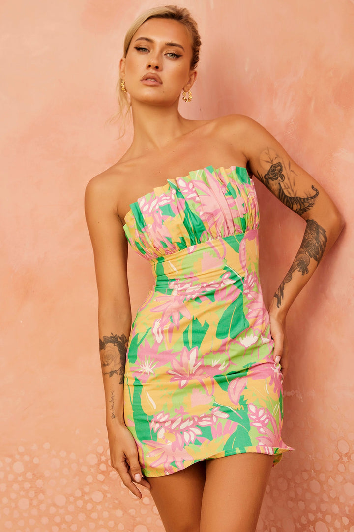 Flowers Of Love Mini Dress - Pink Multi