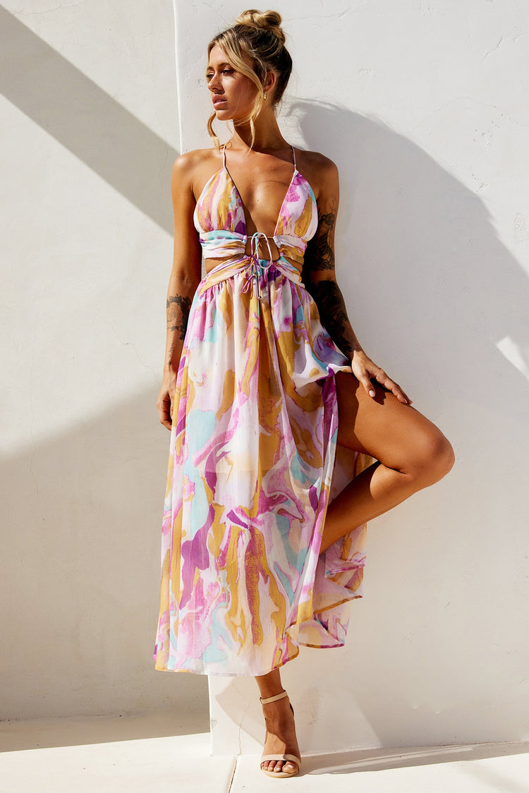 Dreamy Good Midi Dress - Purple Multi