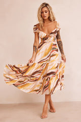 Ruffle It Up Maxi Dress - Yellow Multi