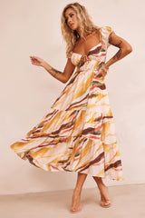 Ruffle It Up Maxi Dress - Yellow Multi