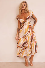 Ruffle It Up Maxi Dress - Yellow Multi