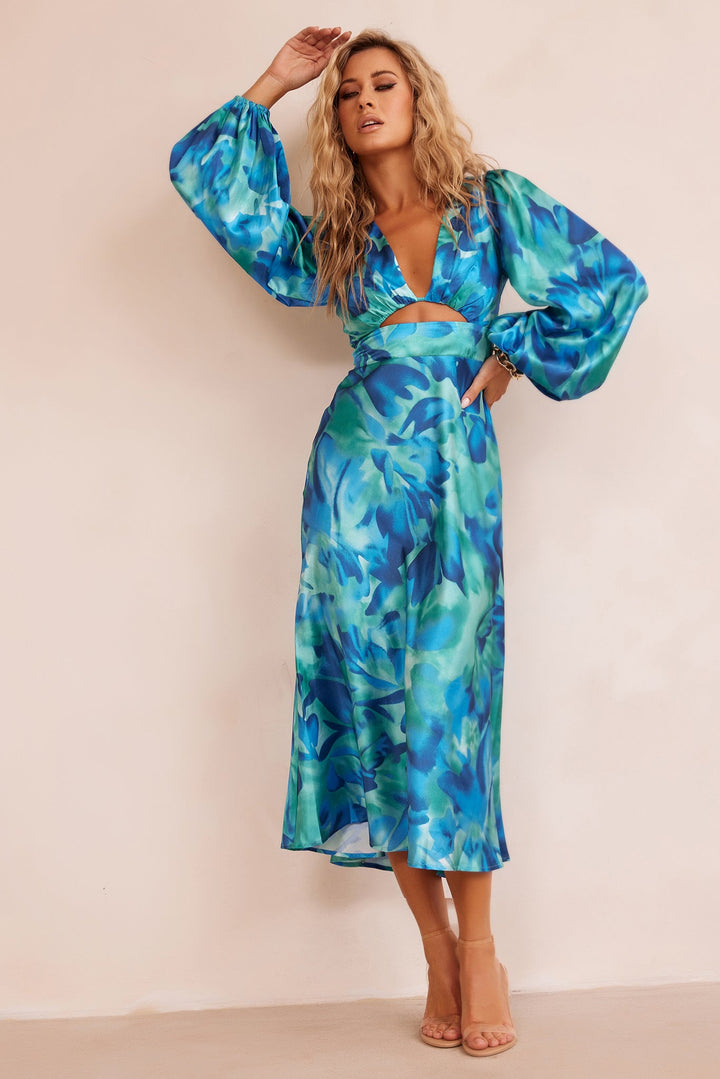 All That Matters Midi Dress - Blue Multi