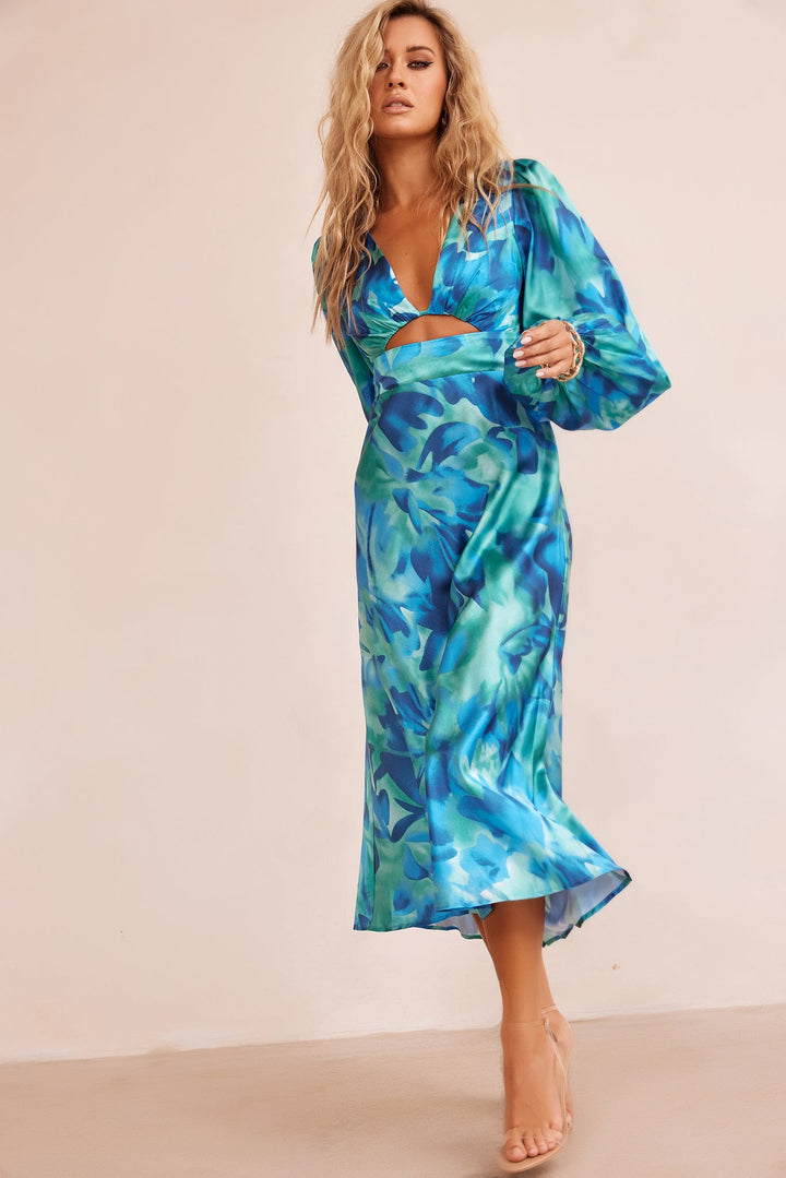 All That Matters Midi Dress - Blue Multi