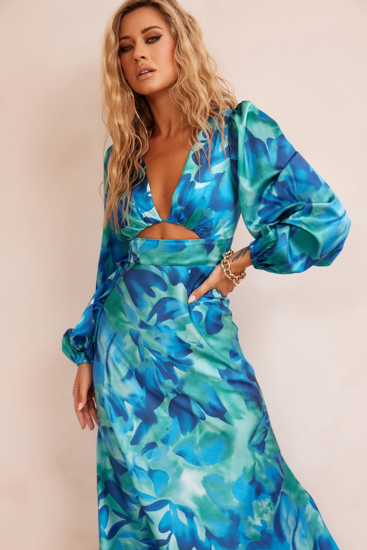 All That Matters Midi Dress - Blue Multi