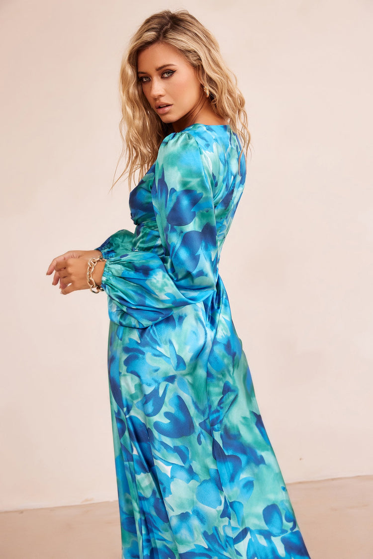 All That Matters Midi Dress - Blue Multi